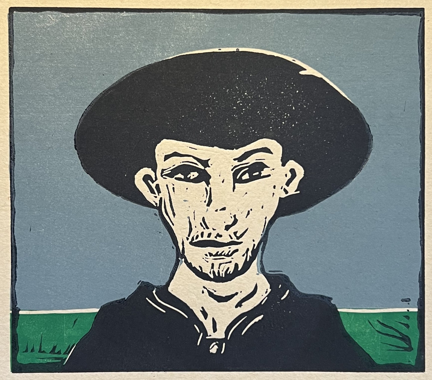 Portræt uden titel, sort, blå, grøn