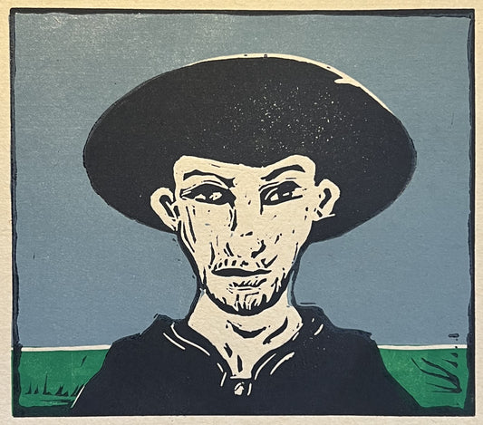 Portræt uden titel, sort, blå, grøn