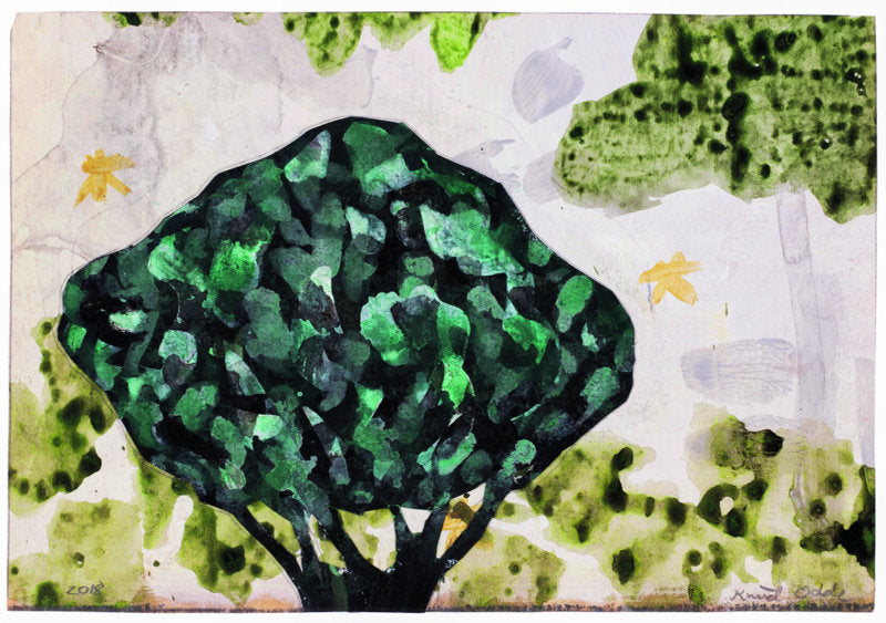 Trætop. 2019. Blæk og akvarel på papir. 15 x 17 cm.