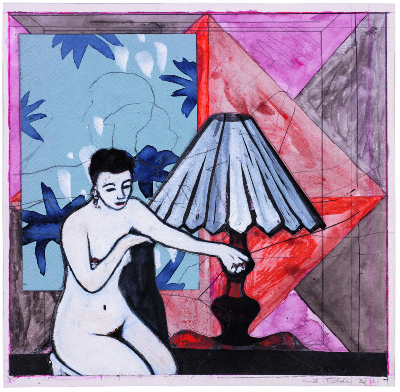 Efter Degas.2021. Akvarel og collage på papir. 22,5 x 23 cm.