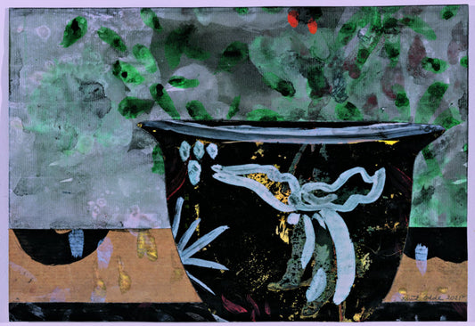 Uden titel. 2021. Blæk, akvarel og collage på papir. 21 x 31 cm.