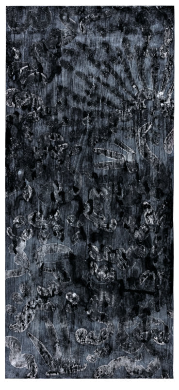 Siden Arilds Tid. 2021. Blæk og akryl på papir. 100 x 45 cm.