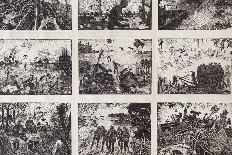 Udsnit af en væg med linoleumssnit