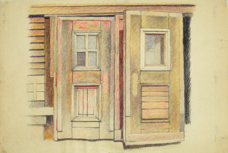 (Røde døre i gammelt skur)