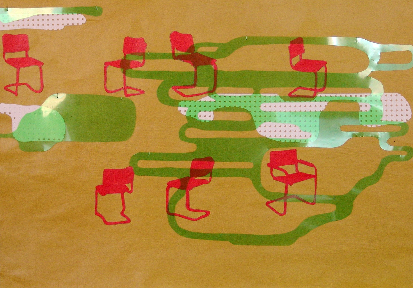 "Landskab med røde stole"