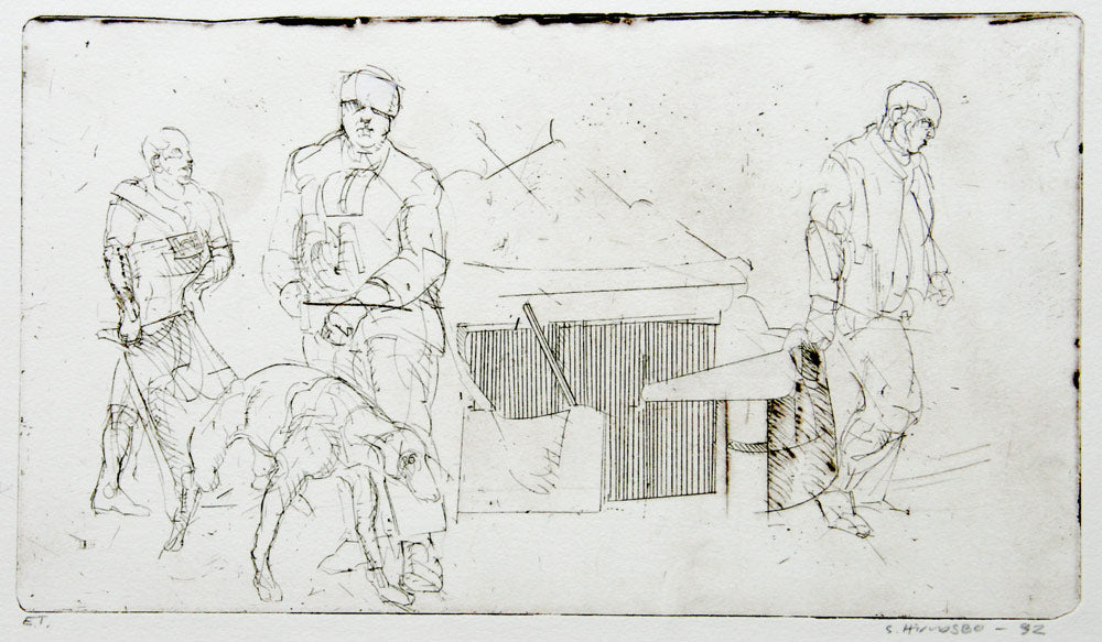 Mand med bind for øjnene med hund