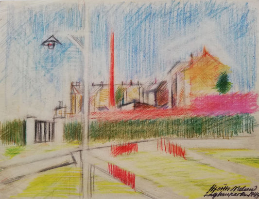 Enghaveparken. Signeret og dateret. Hjorth Nielsen 1944. Farvekridt. 22,5 x 29 cm. 4.500 kr.