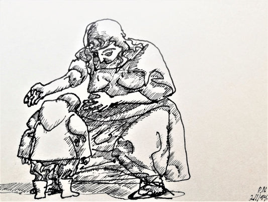 Åbne tegninger. Mor og barn