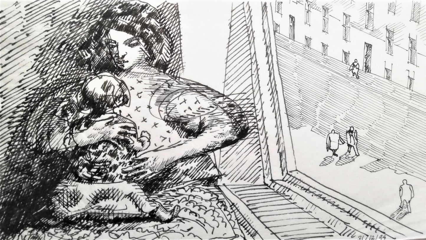 Åbne tegninger. Mor og barn