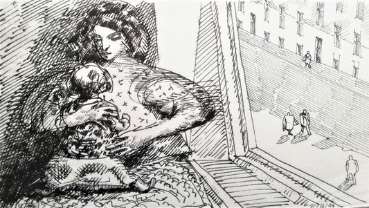 Åbne tegninger. Mor og barn