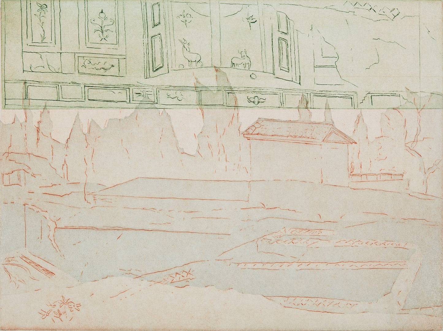 Livias Villa med freskofragment. Grøn. Prima Porta. Italien