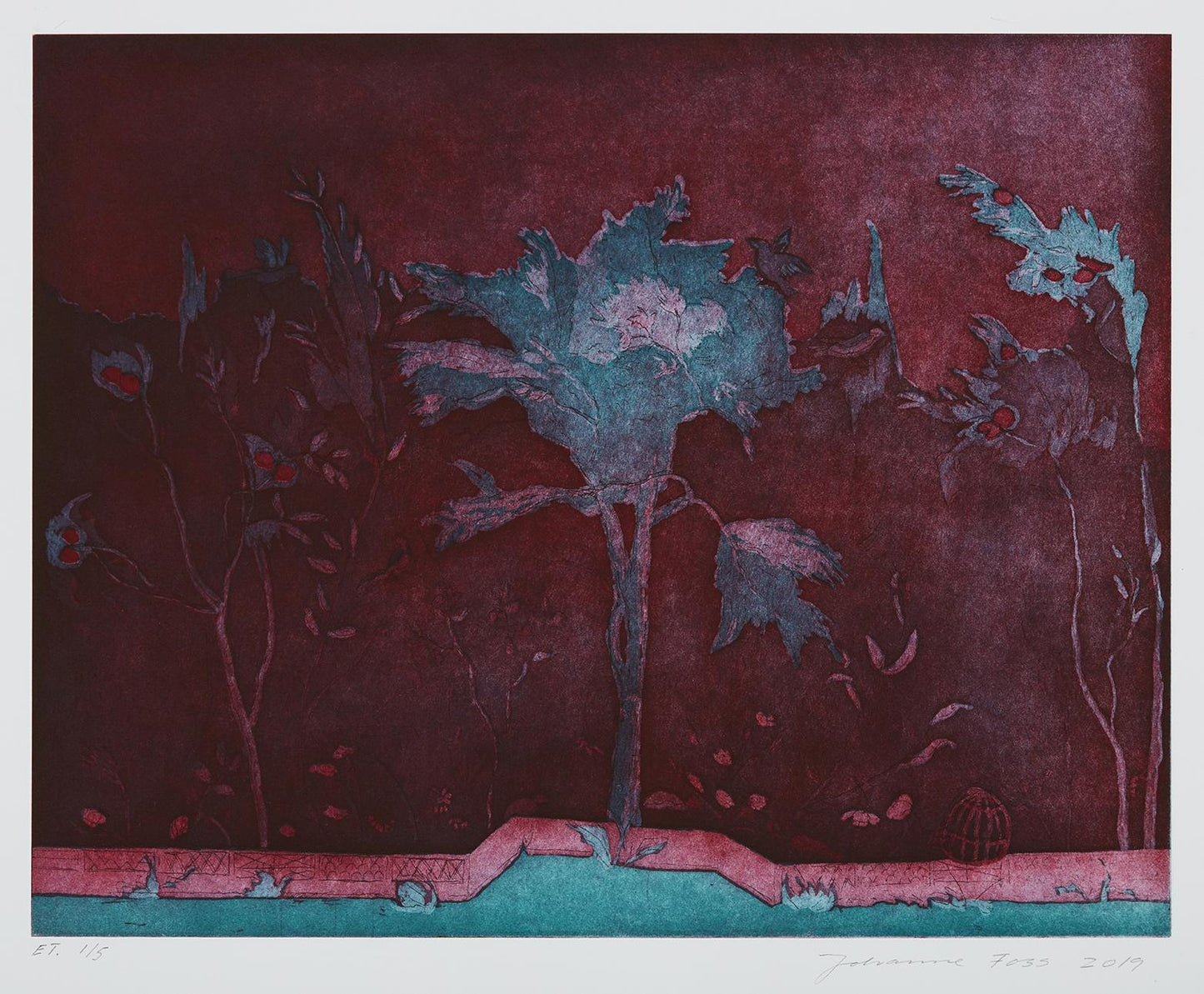 Egetræ. Rød. Livias Villa. Rom. Italien