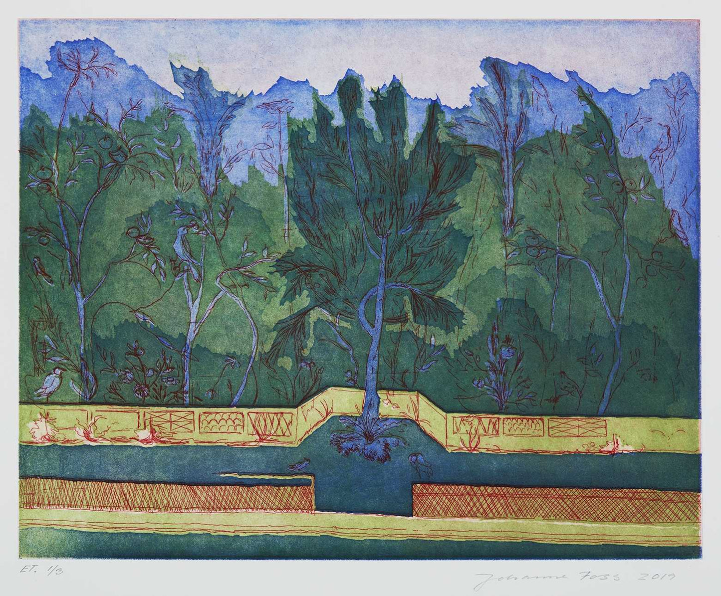 Fyrretræ. Grøn. Livias Villa. Rom. Italien