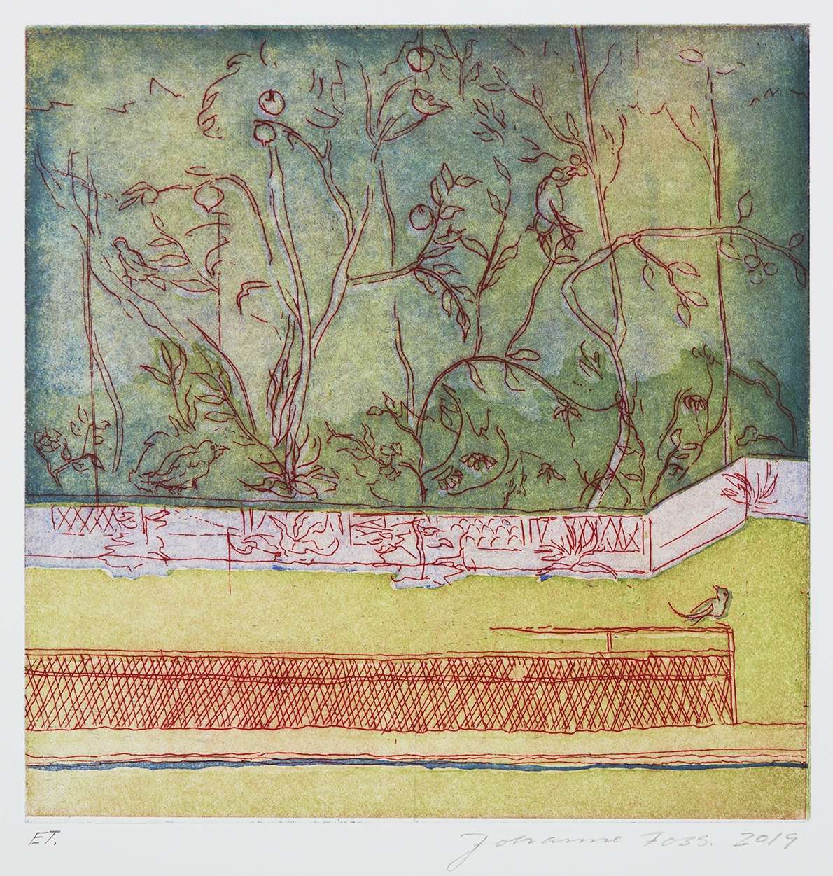 Trægitter og marmorbalustrade. Gul. Livias Villa. Rom. Italien