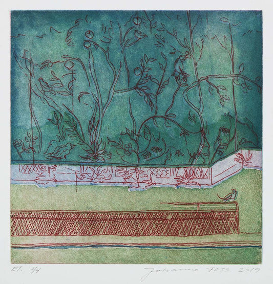 Trægitter og marmorbalustrade. Grøn. Livias Villa. Rom. Italien