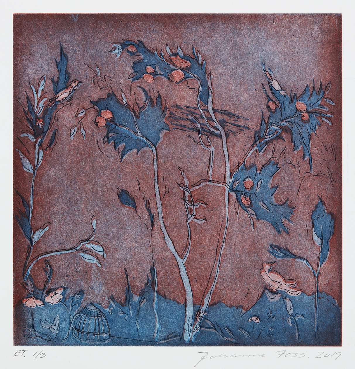 Granatæbletræ og fuglebur. Livias Villa. Rom. Italien