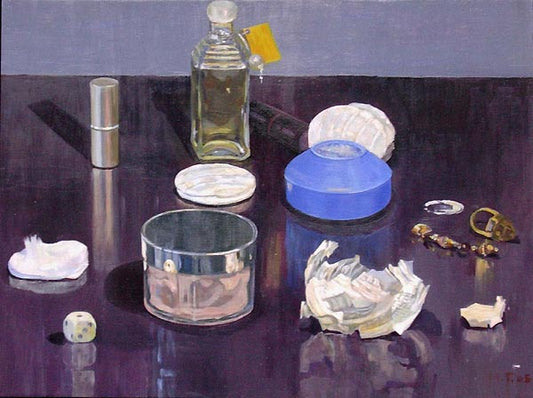 Opstilling med blå dåse