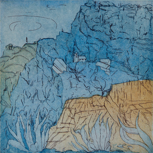 Agaver og bjerg. Cerulean. San Cataldo. Italien