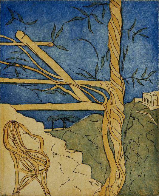 Ved det grafiske værksted. Blå. Italien